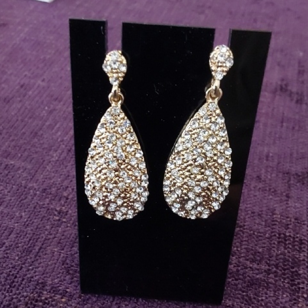 Gold and Silver Crystal Dangle Earrings
